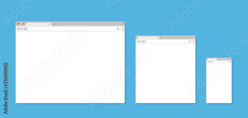 Three different Browser window. Browser in flat style - stock vector.