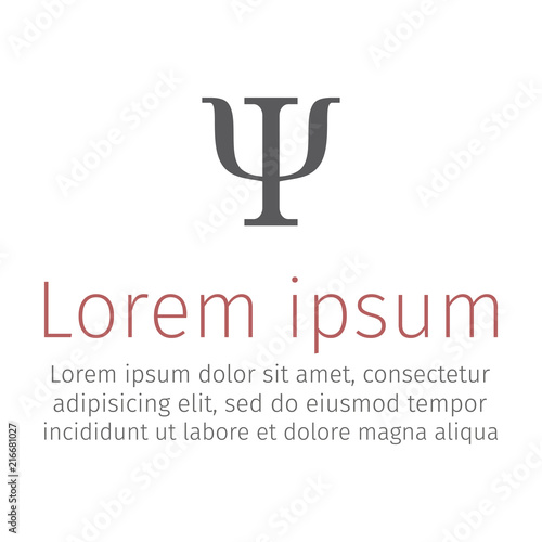 Psi symbol isolated on white background. Psychology icon. Vector