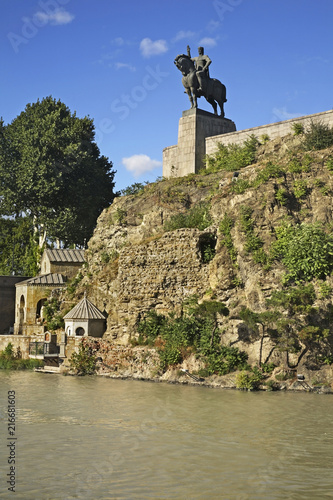 King Vakhtang Gorgasali statue in Metekhi. Tbilisi. Georgia photo