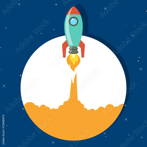 Rocket launch.Rocket ship.rocket vector, illustration concept of business launch product on a market.
