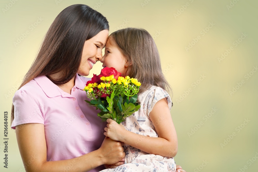 Happy Mother and daughter hugging Happy Mother and daughter hugging