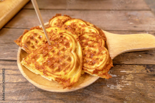 waffle sheet on wood table.