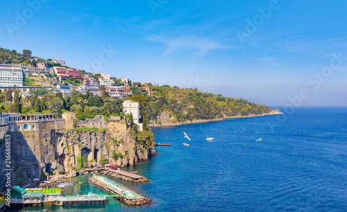 Daylight view of coastline Sorrento and Gulf of Naples, Italy