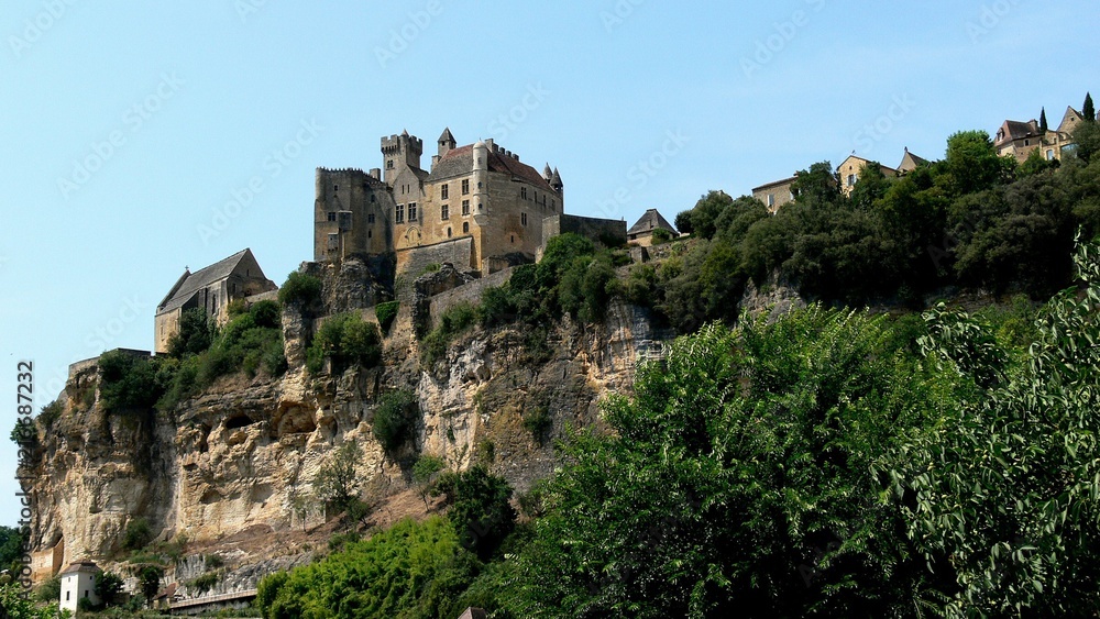 Castle of the village of Beynac-et-Cadenac at the edge of the Dordogne river
