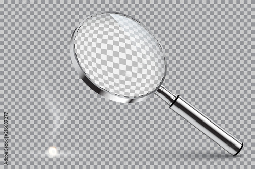Magnifying glass starting fire. Vector illustration on isolated on transparent background.