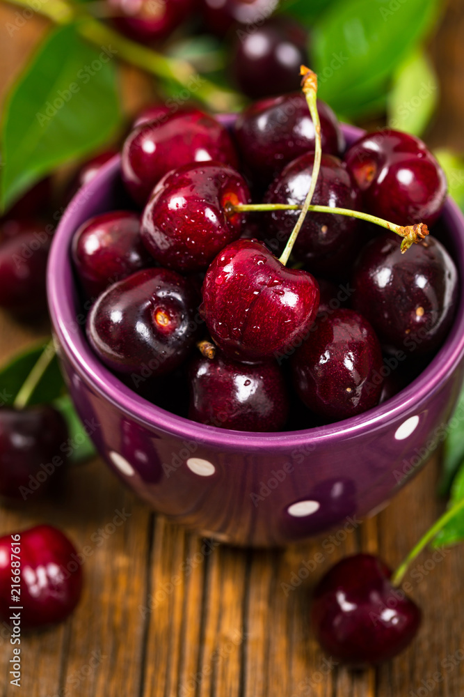 Sweet Black and Red Cherries. Selective focus. Sweet Black and Red Cherries. Selective focus.