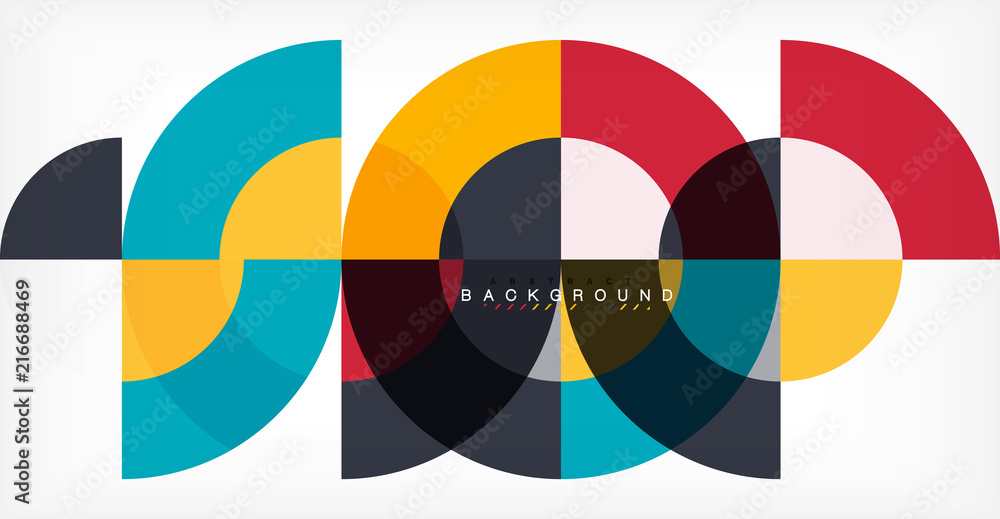 Minimal circle abstract background design, multicolored template for business or technology presentation or web brochure cover layout, wallpaper - obrazy, fototapety, plakaty 