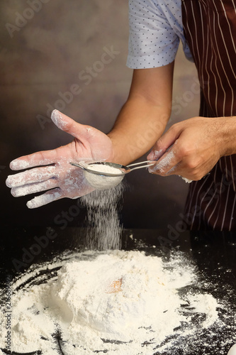 making bread from eggs and flour