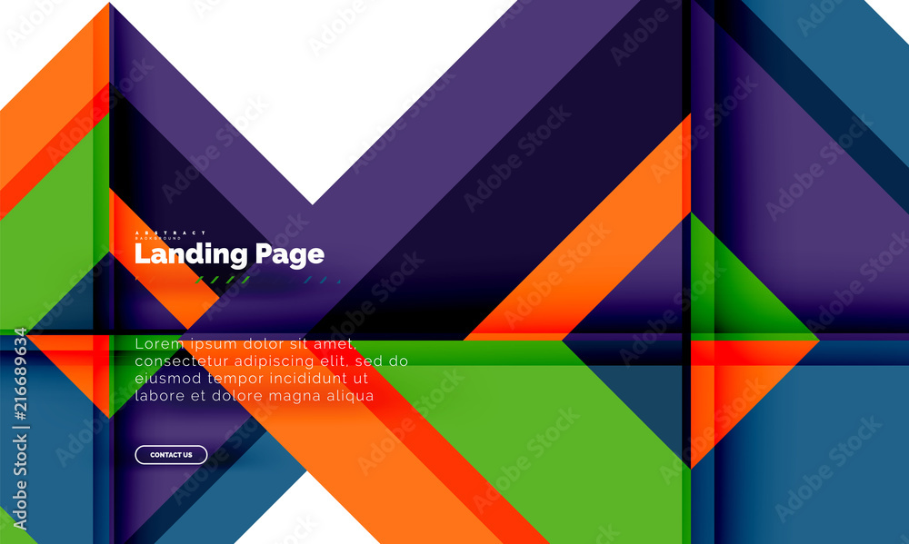 Square shape geometric abstract background, landing page web design template Square shape geometric abstract background, landing page web design template