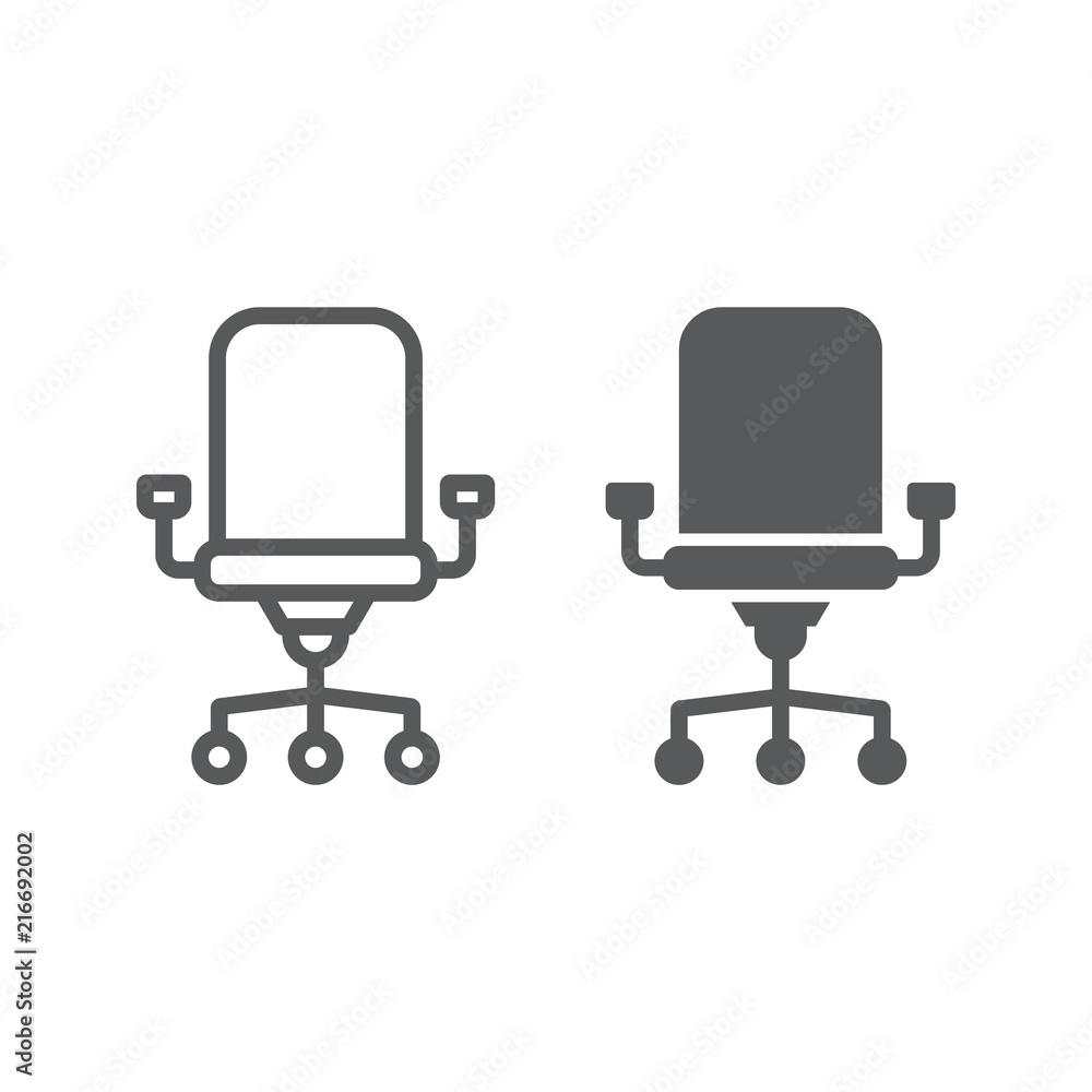 Office chair line and glyph icon, office and work, chair sign, vector graphics, a linear pattern on a white background, eps 10. Office chair line and glyph icon, office and work, chair sign, vector graphics, a linear pattern on a white background, eps 10.