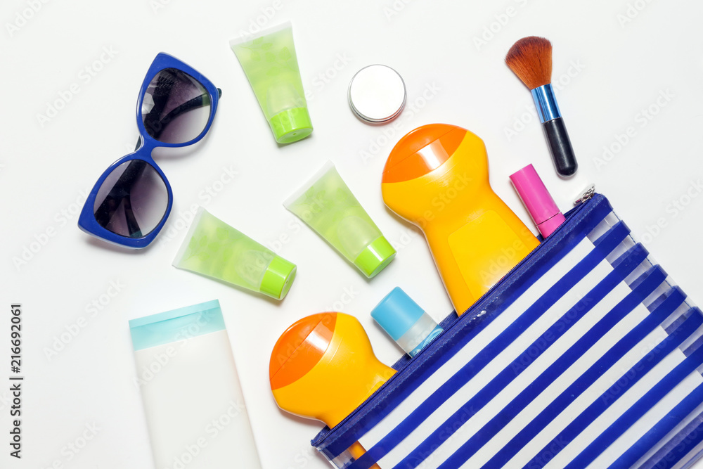 Summer cosmetic bag essentials Summer cosmetic bag essentials