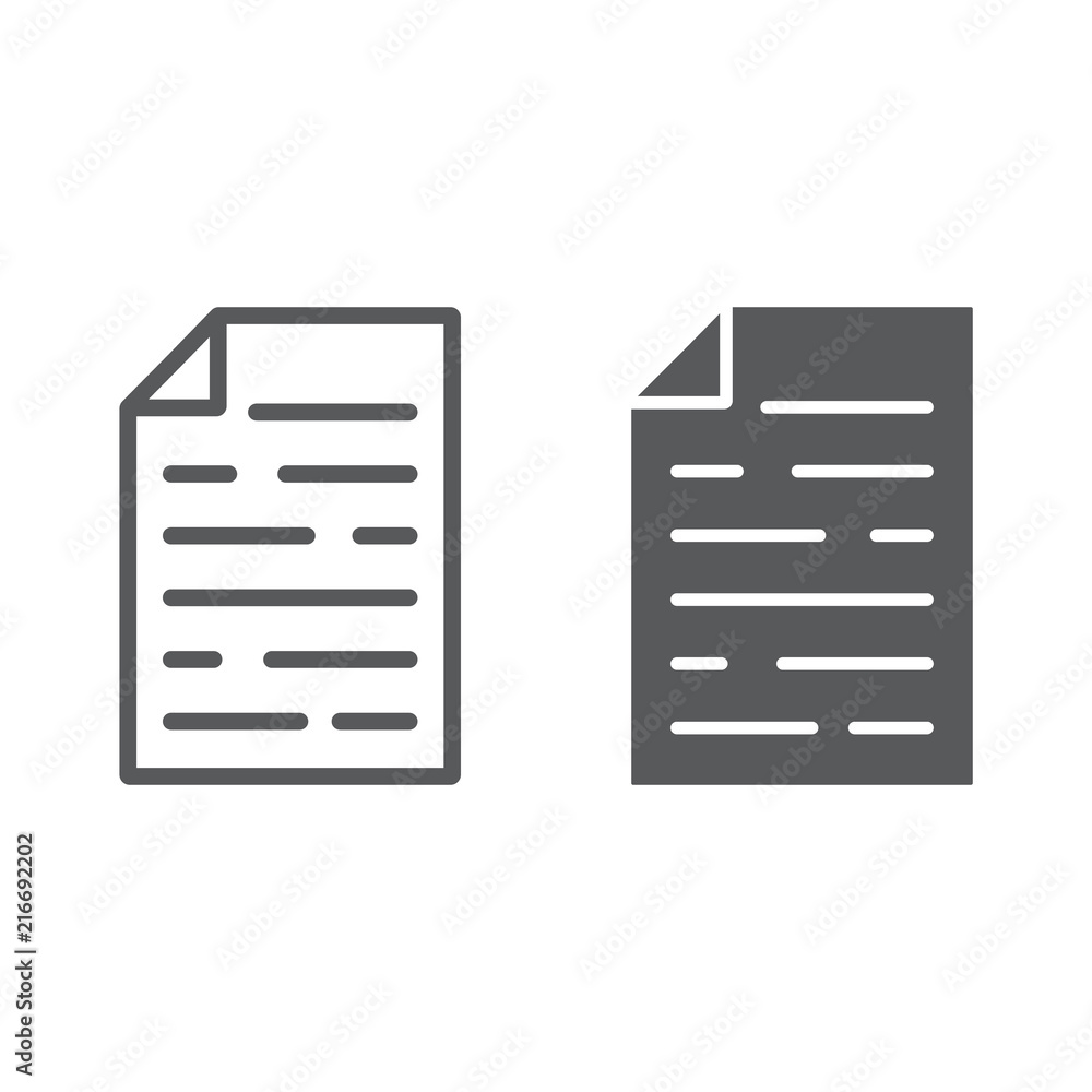 Document line and glyph icon, office and work, file sign, vector graphics, a linear pattern on a white background, eps 10. Document line and glyph icon, office and work, file sign, vector graphics, a linear pattern on a white background, eps 10.