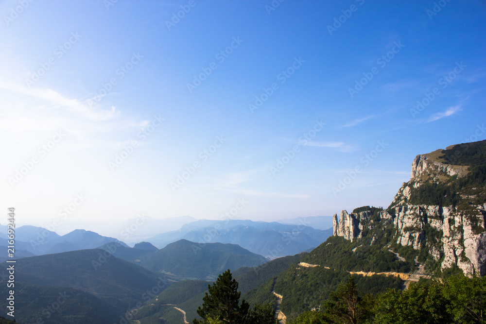 High Plateau and Mountain Landscape with breathtaking view in the Vercors, french pre-alps