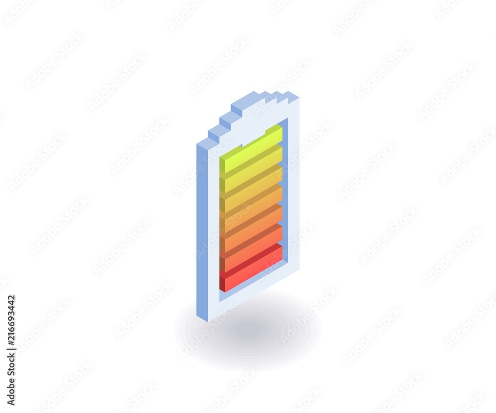 Battery indicator isometric icon. Vector 3D illustration for web design. Battery indicator isometric icon. Vector 3D illustration for web design.