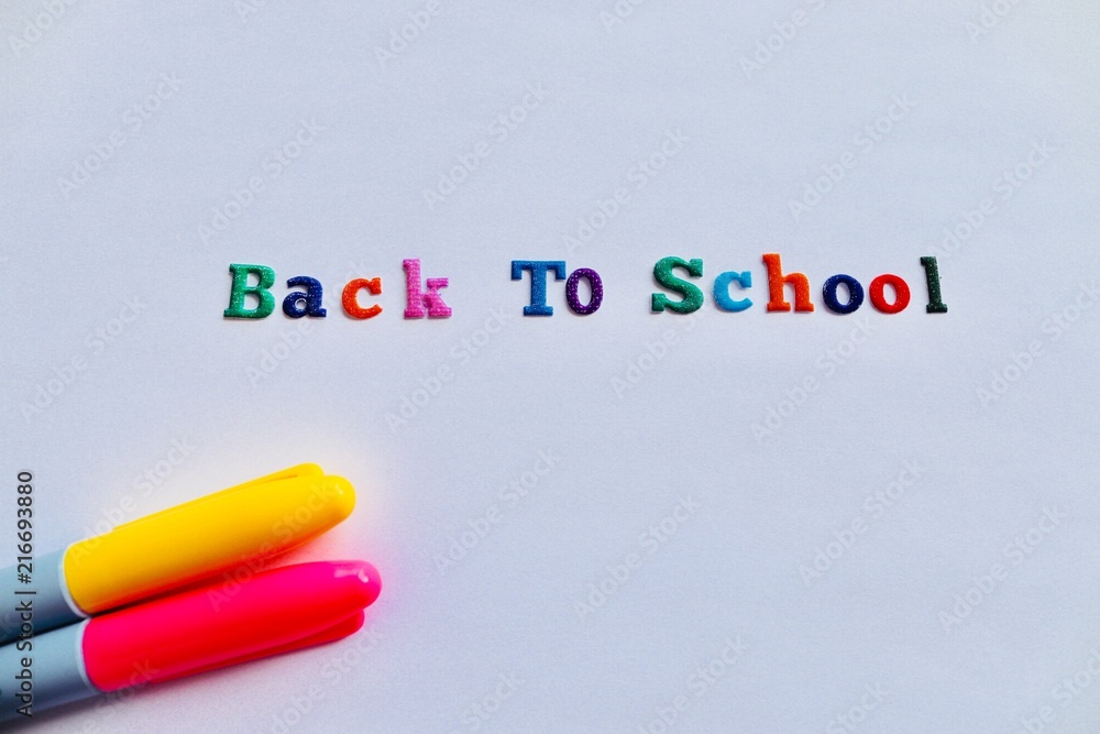 back to school lettering and background.pens papr and blank space