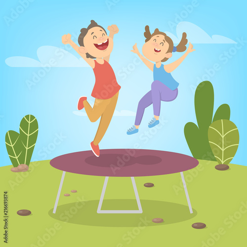 Kids jumping on trampoline