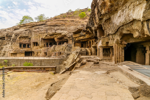 Facade. Ellora Caves, Aurangabad, Maharashtra, India