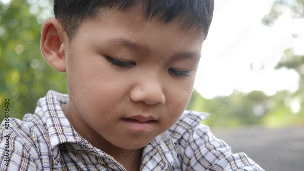 Portrait of sad boy with bad emotions and bad feelings.