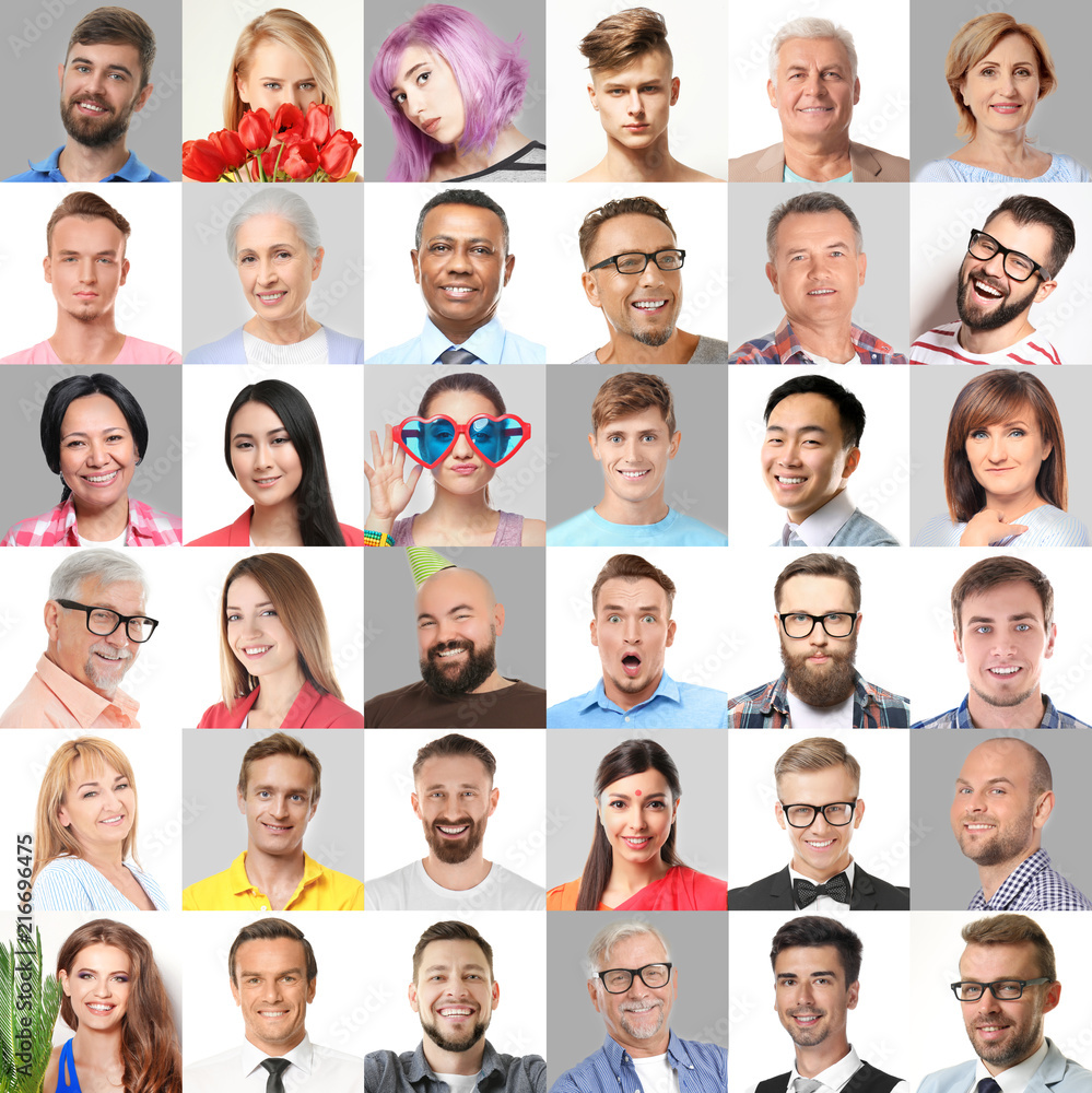 Set with portraits of different people. Unity concept Set with portraits of different people. Unity concept