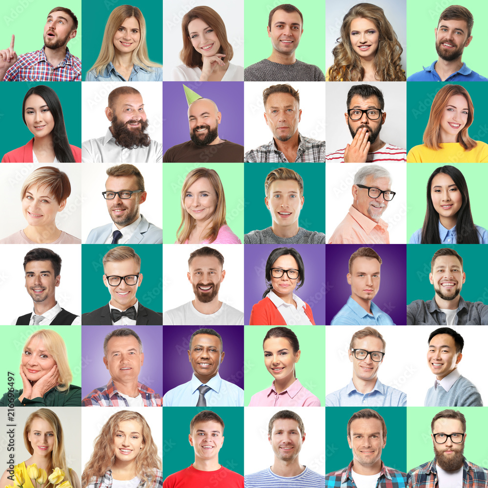 Set with portraits of different people. Unity concept Set with portraits of different people. Unity concept