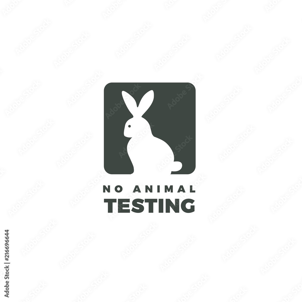 Fototapeta premium No animals testing icon design. Bunny icon, design of not tested on animals symbol can be used as a sticker, logo or stamp