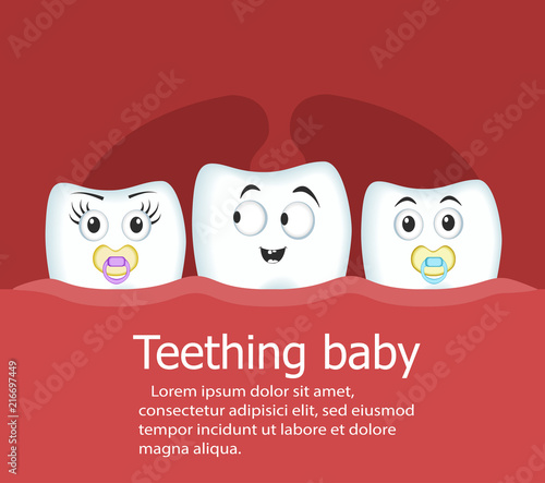Teething baby banner with teeth