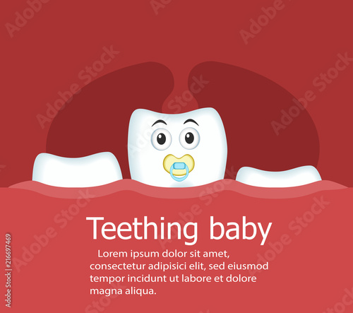 Teething baby banner with tooth