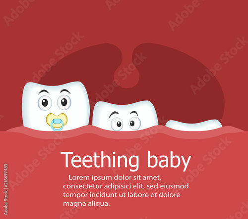 Teething baby banner with teeth