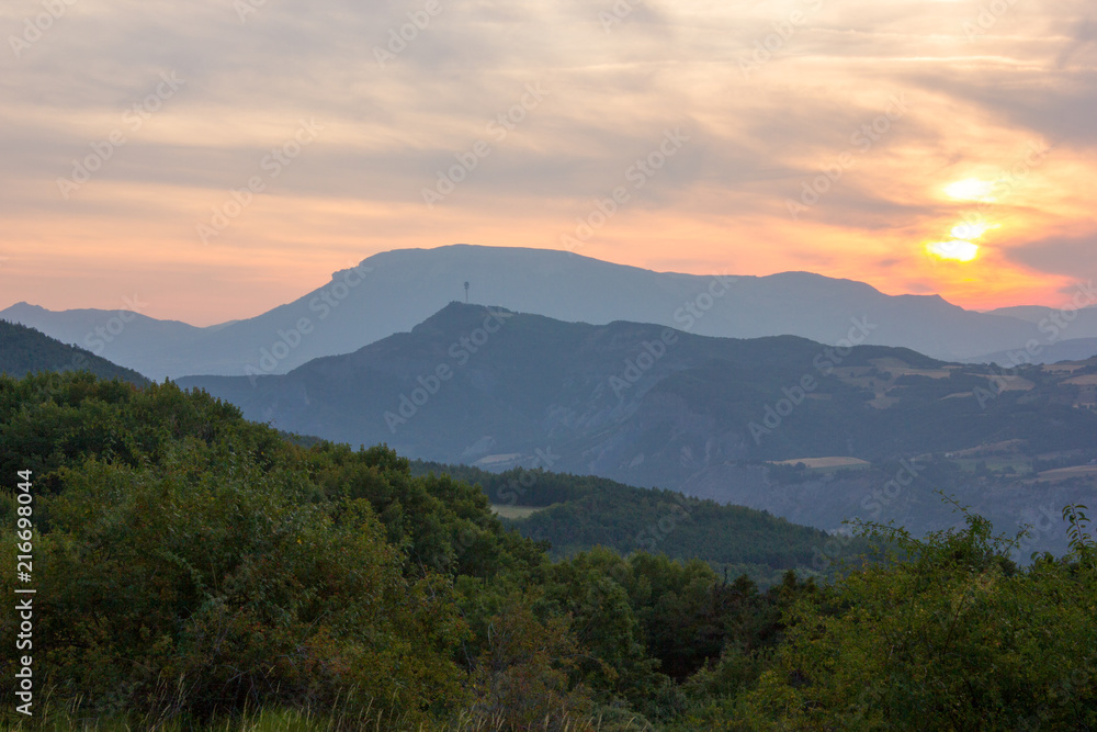 Mountain Landscape in the Sunset, Montgardin France