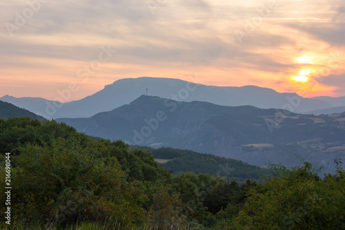 Mountain Landscape in the Sunset  Montgardin France