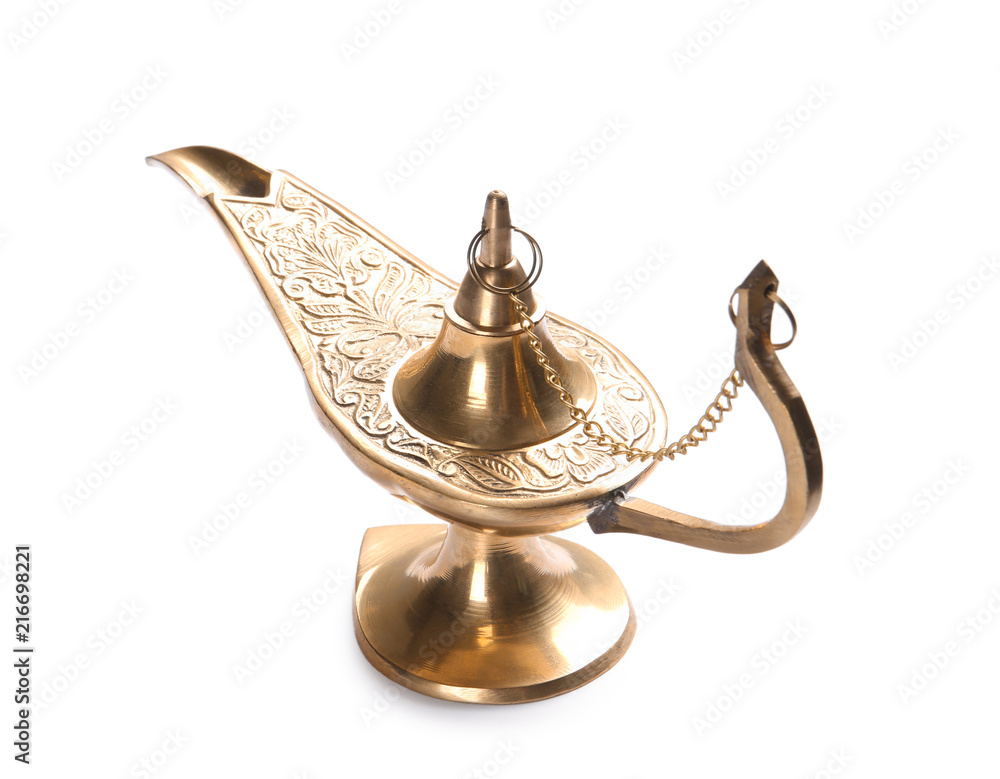 Aladdin lamp of wishes on white background Aladdin lamp of wishes on white background