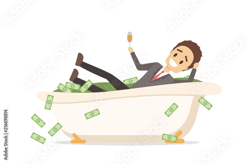 beautiful girl in the bathroom with the money