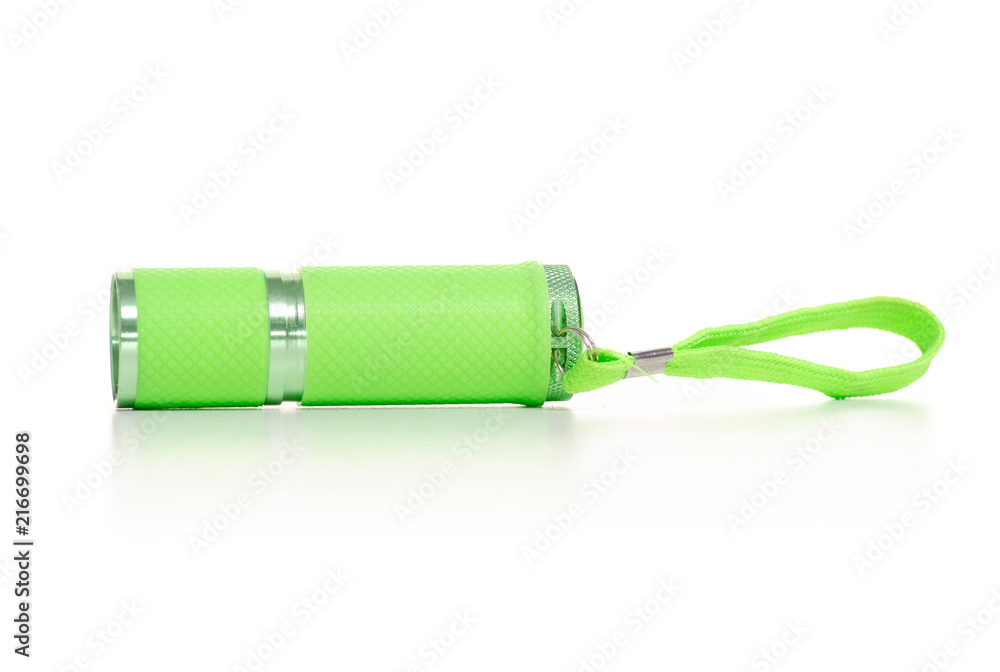 Green flashlight energy on white background isolation Green flashlight energy on white background isolation