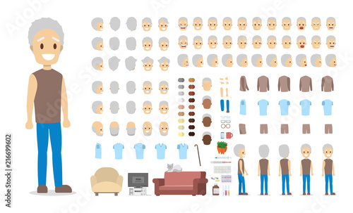 Old man character set for animation
