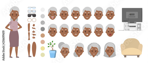 Old woman character set for animation