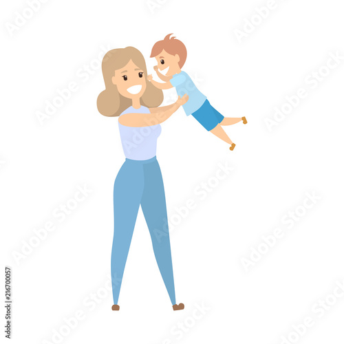 Mother holding chid