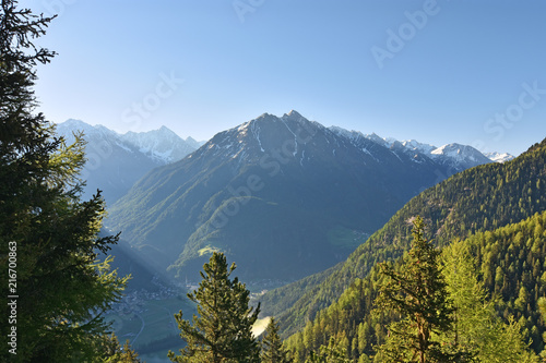 Wallpaper Mural Oetztal valley with the village Laengenfeld and Stubai Alps in the morning. Tirol, Austria. Torontodigital.ca