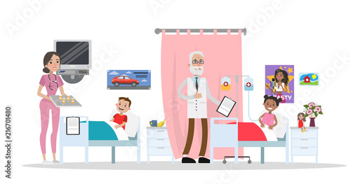 Children in hospital beds