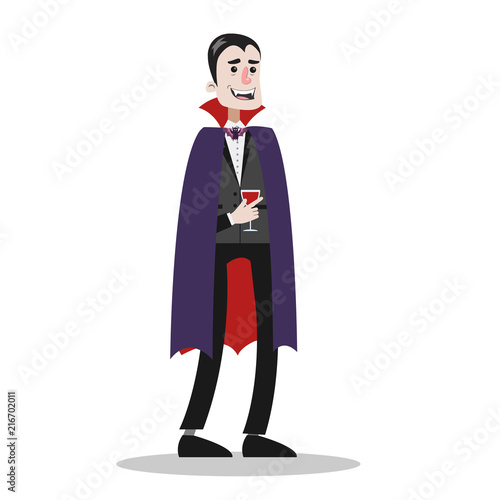 Handsome man in a vampire costume