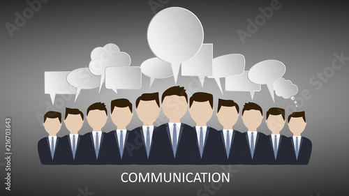 vector business teamwork meeting for talk with bubble speech