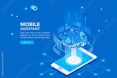 Vr, virtual augmented reality and futuristic banking concept with characters. Gadget of the future, smartphone tech for payment. Flat Isometric character vector illustration.