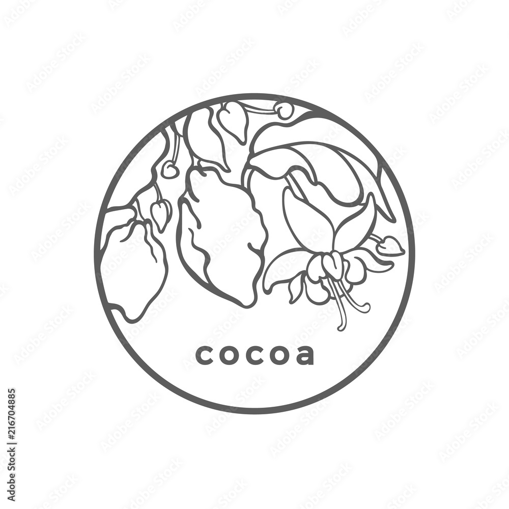 Vector symbol of cocoa tree. Art line logo Stock Vector Adobe Stock