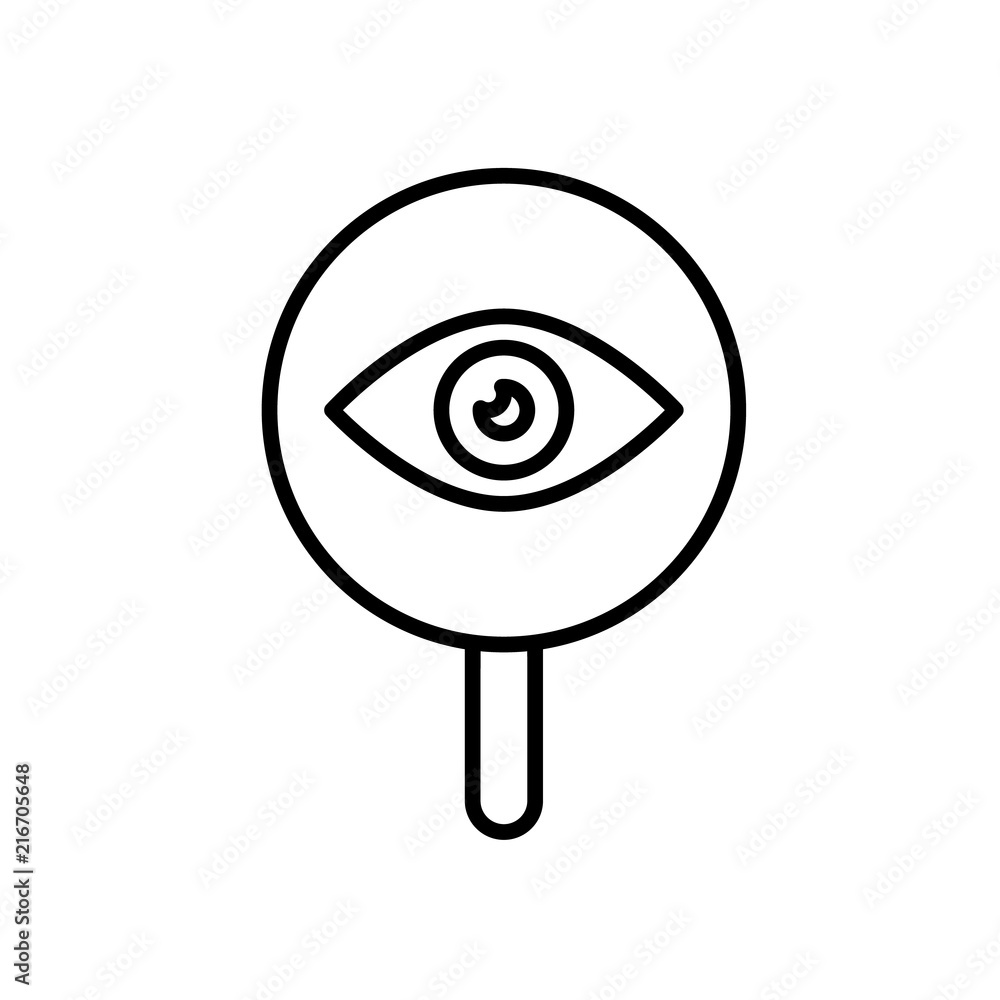 Find icon. Eye with magnifier vector illustration. Outline Icon Linear Style Find icon. Eye with magnifier vector illustration. Outline Icon Linear Style