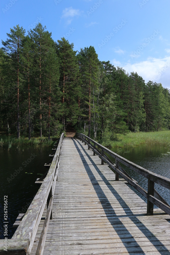 Bycicle bridge over the lake in Finland