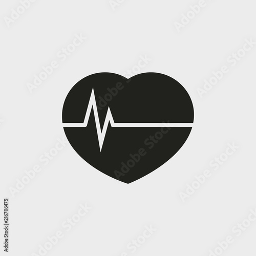 Medical icon. Heartbeat / heart beat pulse flat icon for medical apps and websites. Glyph icon solid style.