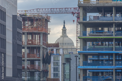 View of the U.S. Capitol from Nationals Park. New construction around the stadium is obstructing all but a narrow view of the dome. 
