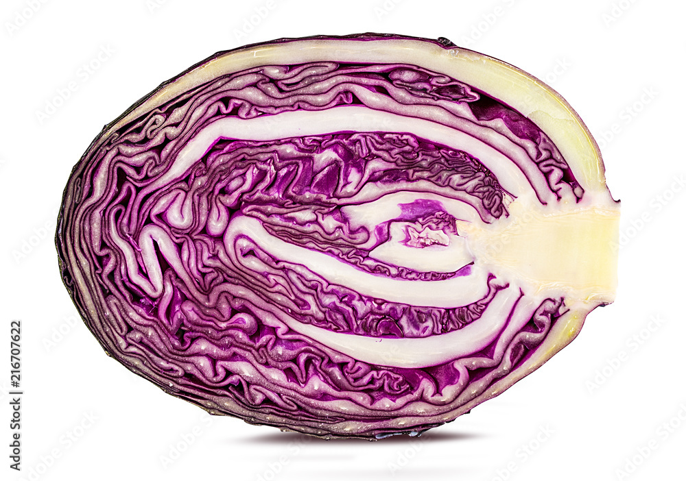 Fototapeta premium Fresh red cabbage isolated on white background with clipping path