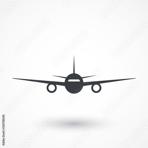 Airplane vector icon. Aircraft travel sign. Flight transport symbol