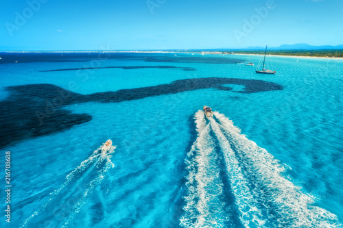 Speed motorboats on the sea...