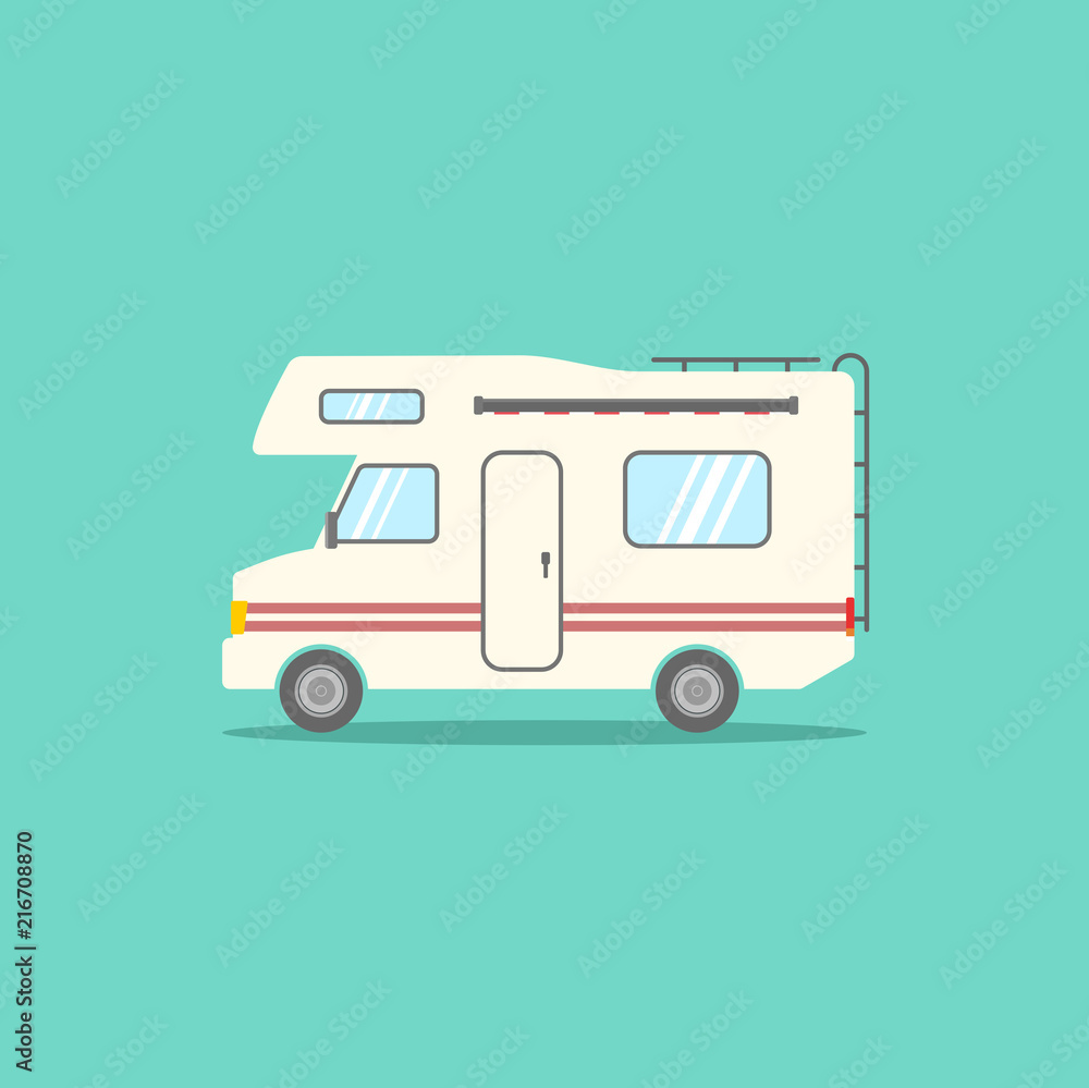 Camper | vector icon with green background Camper | vector icon with green background